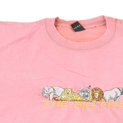 Airborne Womens Pink 100% Cotton Basic T-Shirt One Size Round Neck - The Big Five