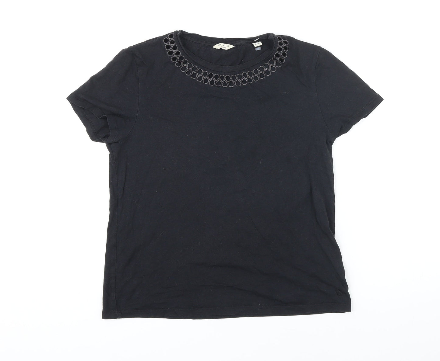 Jack Wills Womens Black Cotton Tunic T-Shirt Size 10 Boat Neck