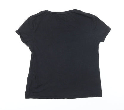 Jack Wills Womens Black Cotton Tunic T-Shirt Size 10 Boat Neck
