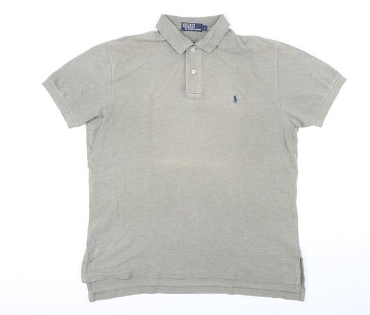 Polo Ralph Lauren Mens Green 100% Cotton Polo Size L Collared Button