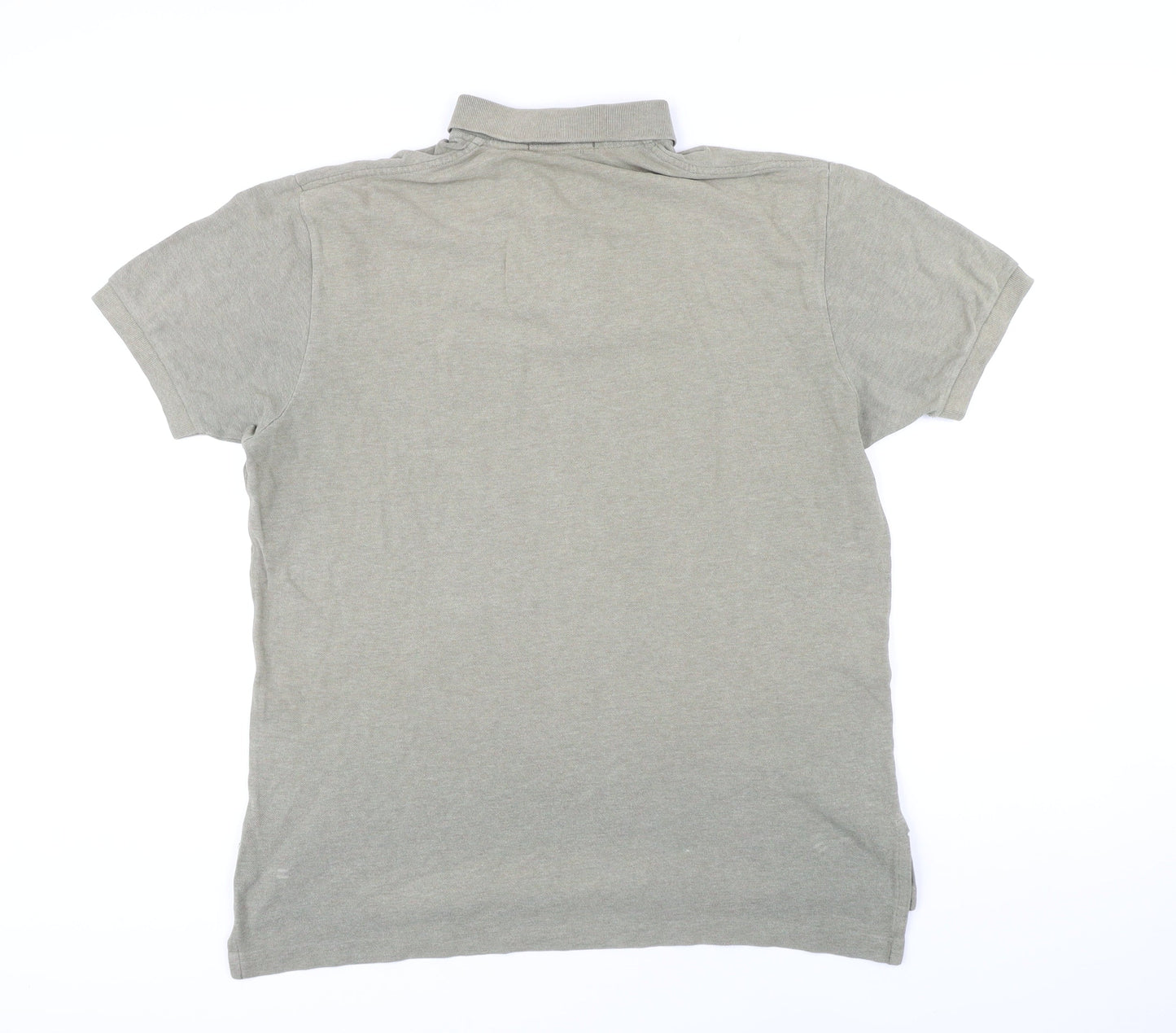 Polo Ralph Lauren Mens Green 100% Cotton Polo Size L Collared Button