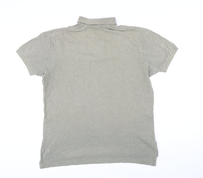 Polo Ralph Lauren Mens Green 100% Cotton Polo Size L Collared Button