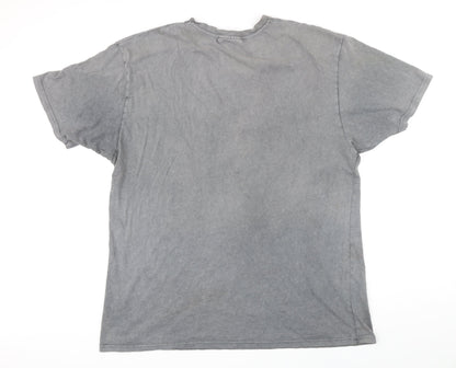 The Couture Club Mens Grey Cotton T-Shirt Size L Round Neck