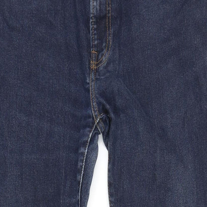 M&S Womens Blue Cotton Tapered Jeans Size 36 in L27 in Regular Zip