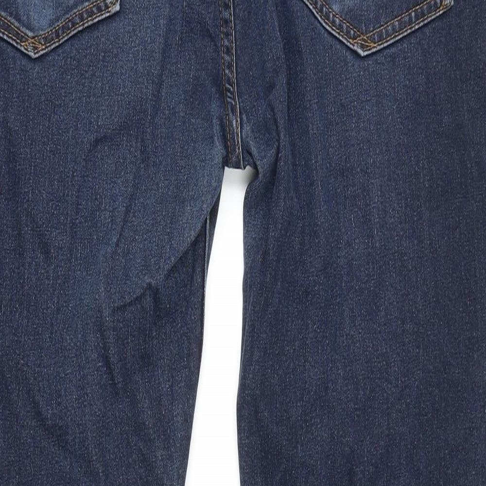 M&S Womens Blue Cotton Tapered Jeans Size 36 in L27 in Regular Zip