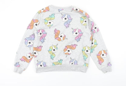 H&M Girls Grey Geometric Cotton Pullover Sweatshirt Size 9-10 Years - My little pony