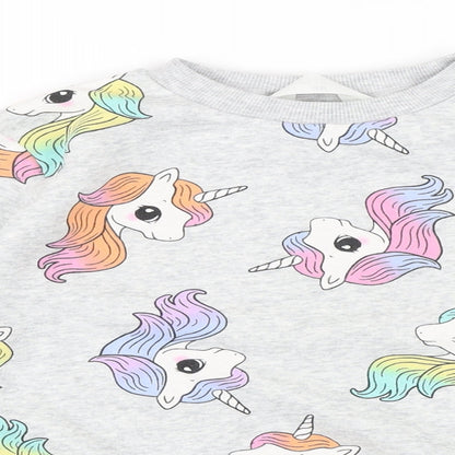 H&M Girls Grey Geometric Cotton Pullover Sweatshirt Size 9-10 Years - My little pony