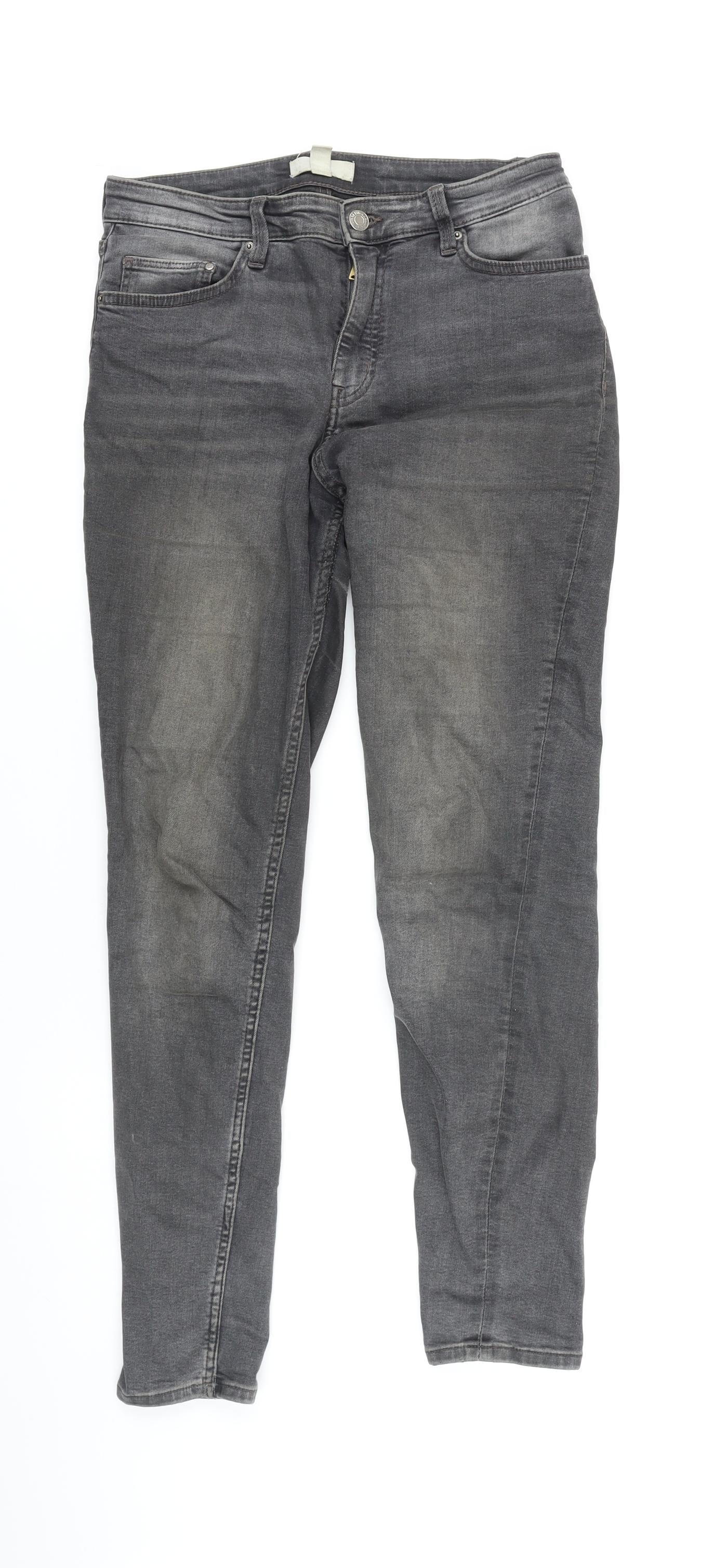 Womens UK Size 10 H&M Regular Fit Skinny Grey Jeans
