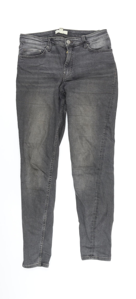 Womens UK Size 10 H&M Regular Fit Skinny Grey Jeans
