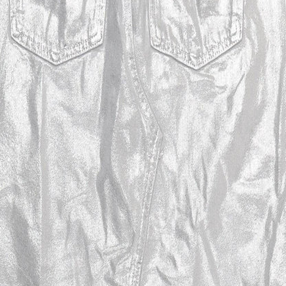 M&S Womens Silver Cotton Blend Maxi Skirt Size 8 Zip - Raw Hem Detail