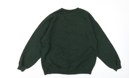 Bobbins Broider Womens Green Cotton Pullover Sweatshirt Size L Pullover
