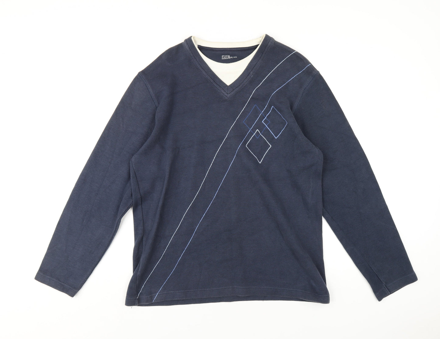Mens UK Size M Easy Blue Pullover Sweatshirt