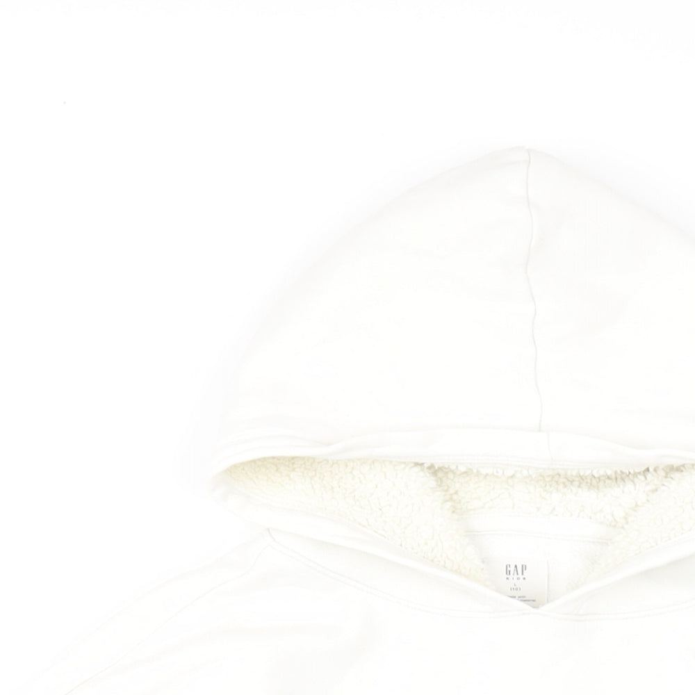 Gap Girls White Cotton Pullover Hoodie Size 10 Years Pullover