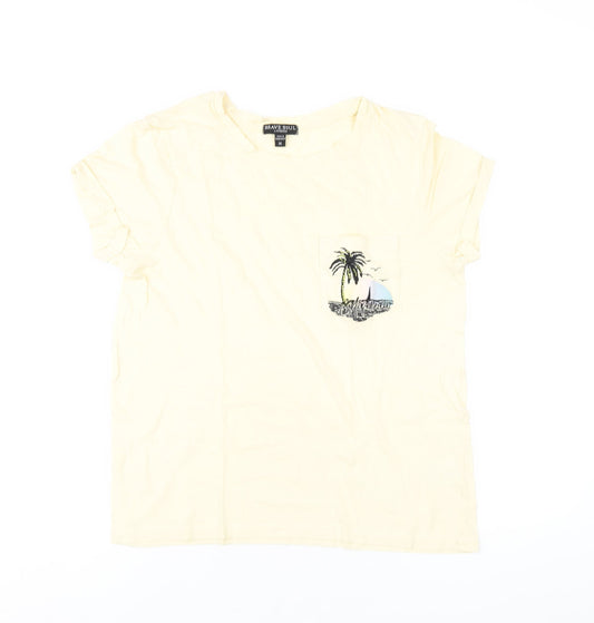 Womens UK Size M Brave Soul Yellow Basic T-Shirt