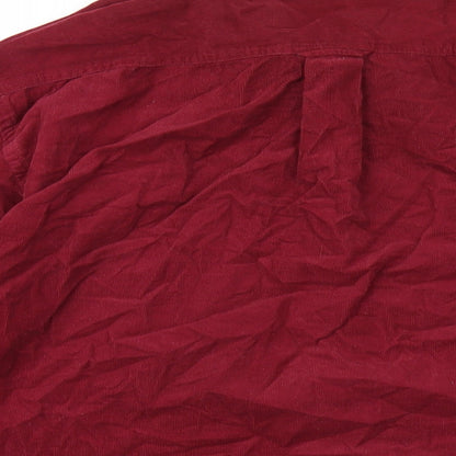 Peter Gribby Mens Red Polyester Button-Up Size L Collared Button