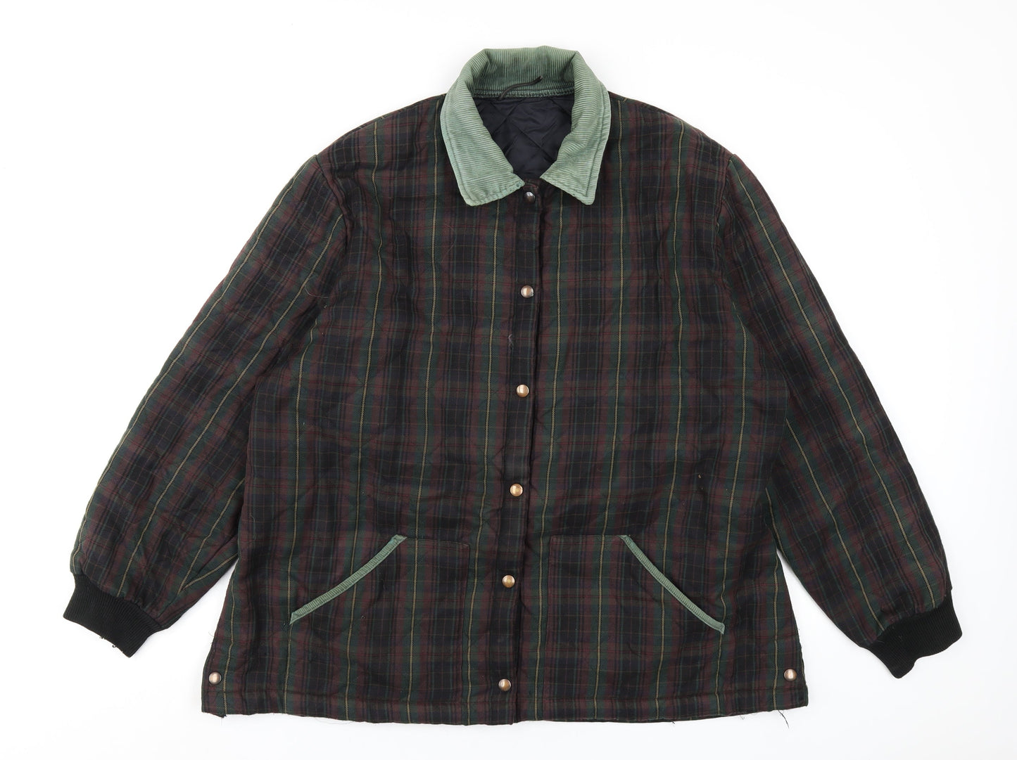 Country Casuals Womens Multicoloured Plaid Quilted Coat Size 22 Snap