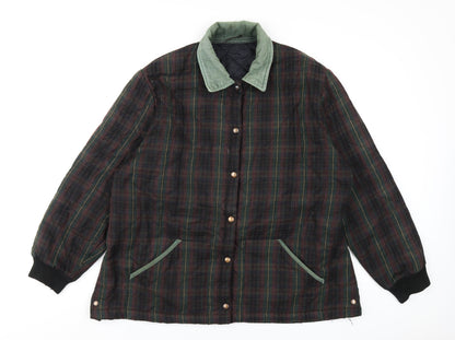Country Casuals Womens Multicoloured Plaid Quilted Coat Size 22 Snap