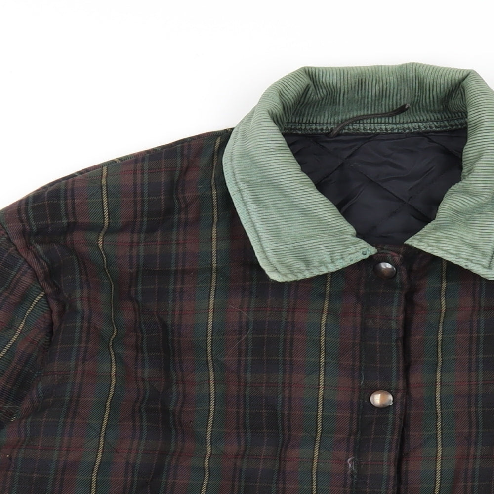 Country Casuals Womens Multicoloured Plaid Quilted Coat Size 22 Snap