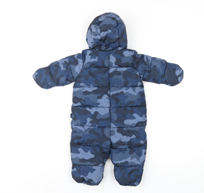 Gap Boys Blue Camouflage Puffer Jacket Snowsuit Size 3-6 Months Zip