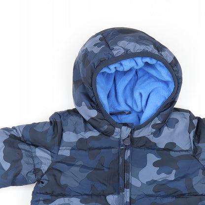 Gap Boys Blue Camouflage Puffer Jacket Snowsuit Size 3-6 Months Zip