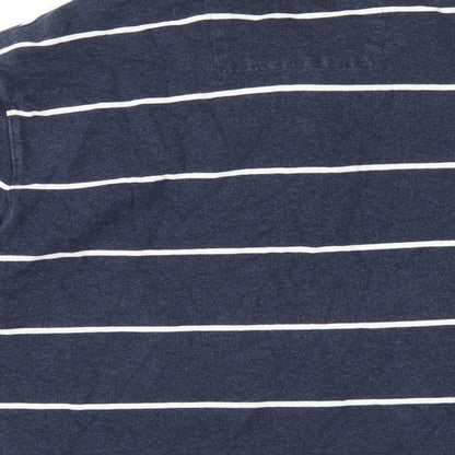 Paul Costelloe Mens Blue Striped Cotton Polo Size XL Collared Button