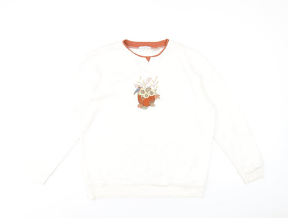 Hasting & Smith Womens White Cotton Pullover Sweatshirt Size M Pullover