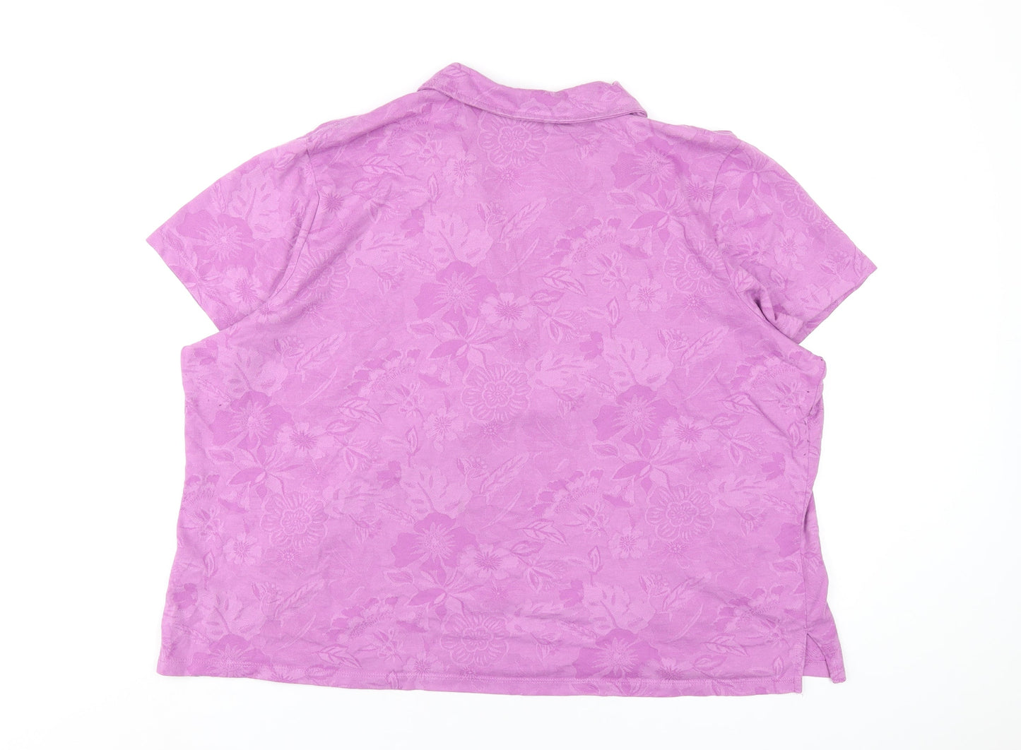 Caribean Joe Womens Purple Cotton Basic T-Shirt Size 3XL V-Neck