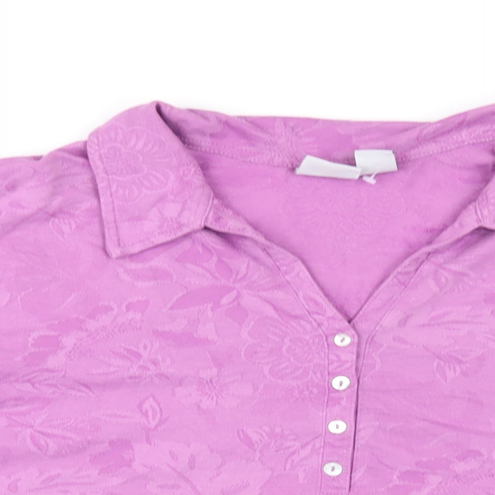 Caribean Joe Womens Purple Cotton Basic T-Shirt Size 3XL V-Neck