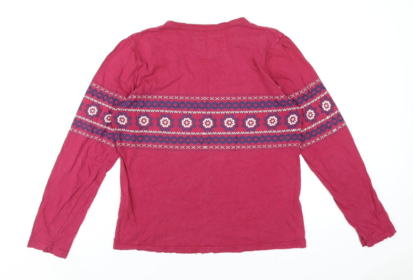Board Angels Womens Pink Geometric Cotton Basic T-Shirt Size 14 Round Neck