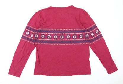 Board Angels Womens Pink Geometric Cotton Basic T-Shirt Size 14 Round Neck