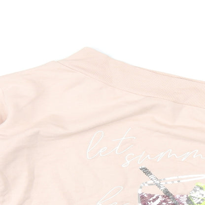 Lipsy Womens Pink Cotton Pullover Sweatshirt Size S Pullover