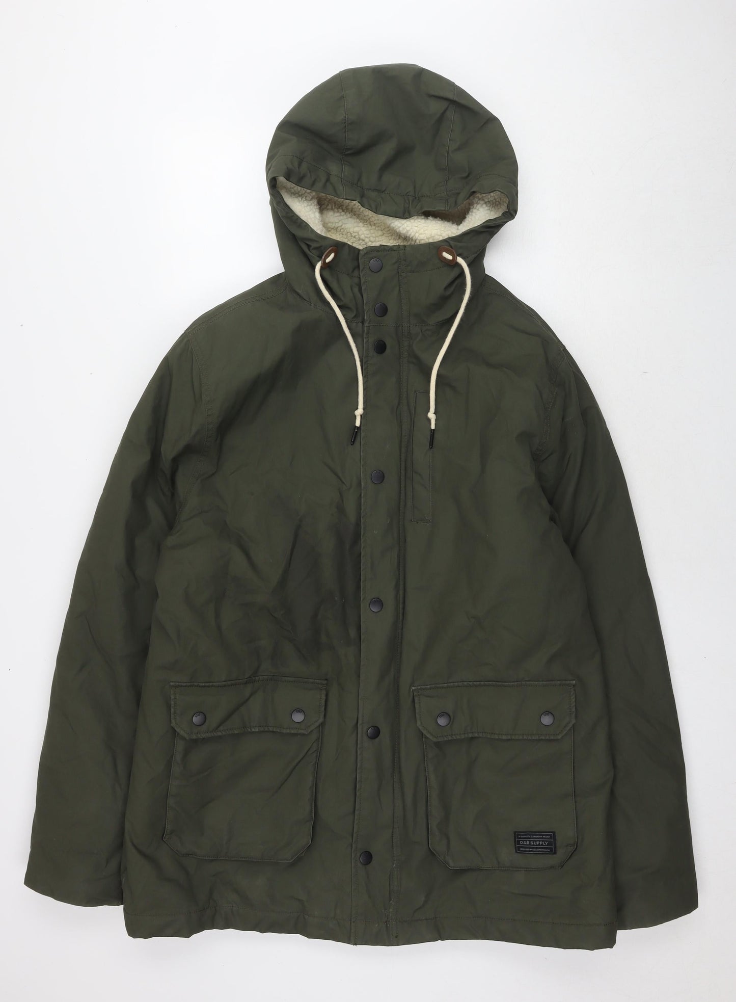 Mens UK Size L Divided by H&M Green Parka Coat
