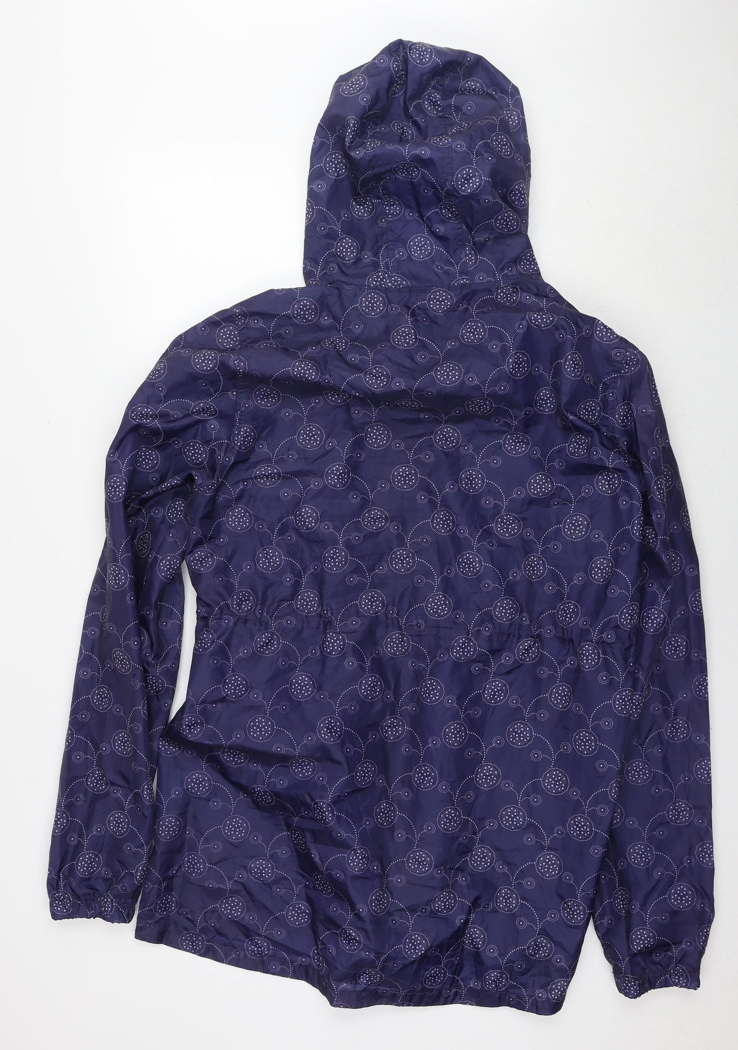 Pebble Bay Womens Blue Geometric Rain Coat Jacket Size L Zip