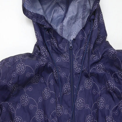 Pebble Bay Womens Blue Geometric Rain Coat Jacket Size L Zip
