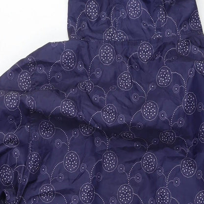 Pebble Bay Womens Blue Geometric Rain Coat Jacket Size L Zip