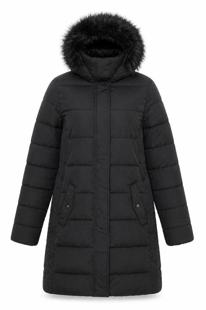 Womens UK Size 10 Warehouse Black Parka Coat