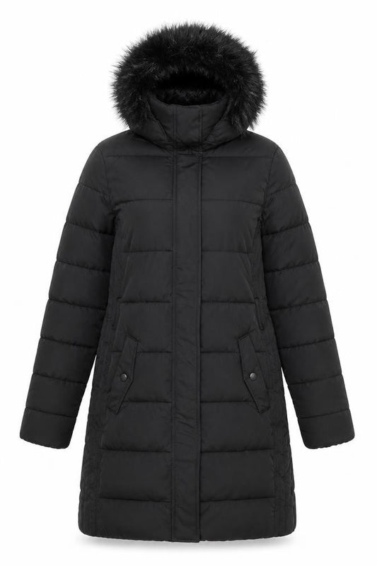 Womens UK Size 10 Warehouse Black Parka Coat