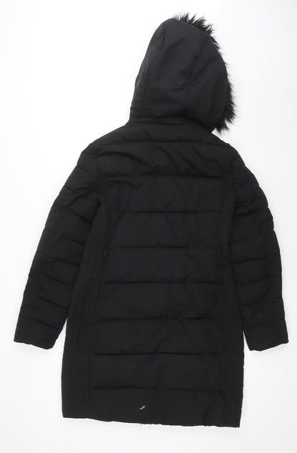 Womens UK Size 10 Warehouse Black Parka Coat