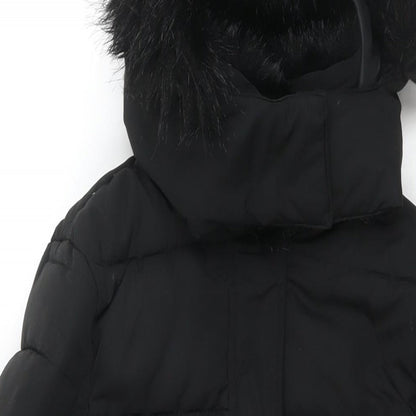 Womens UK Size 10 Warehouse Black Parka Coat