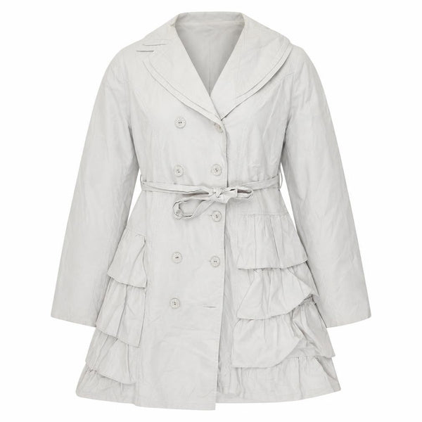 Tsega Womens Grey Trench Coat Jacket Size 12 Button