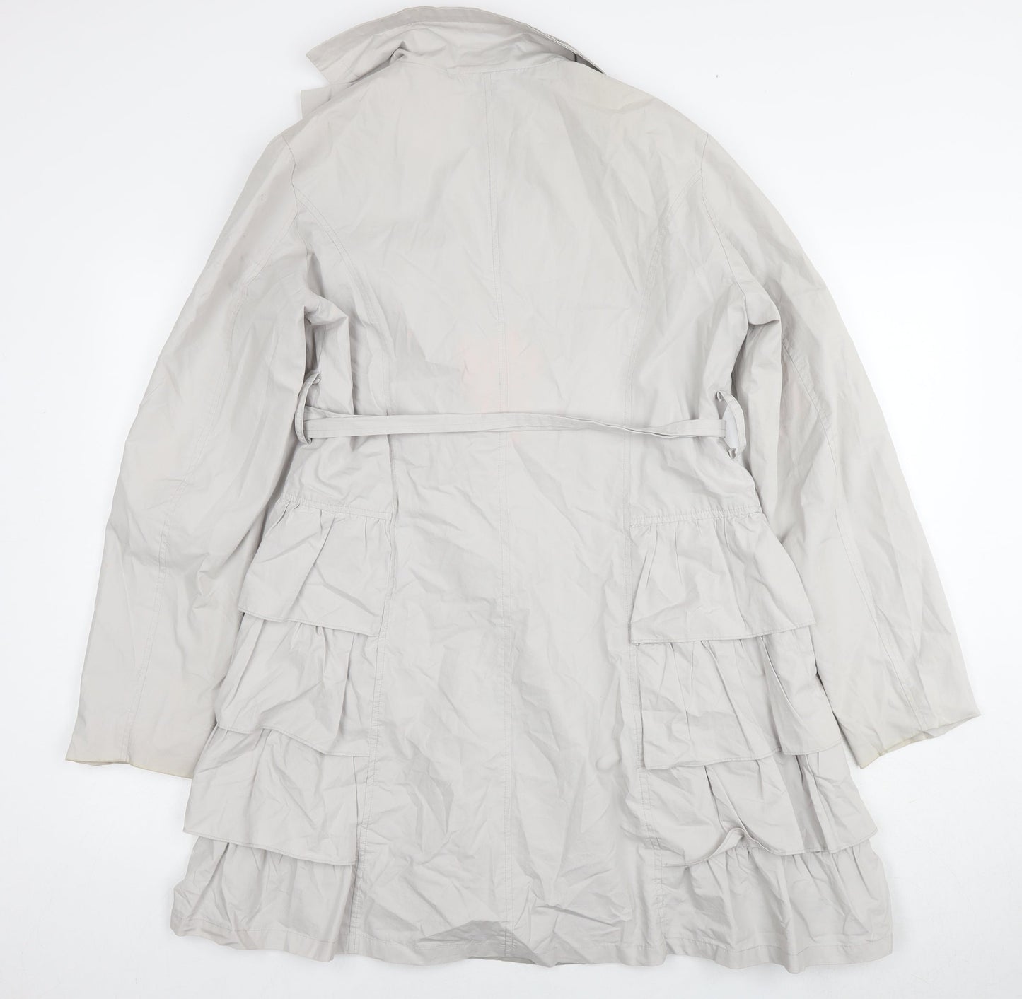 Tsega Womens Grey Trench Coat Jacket Size 12 Button