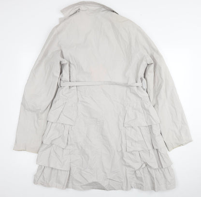 Tsega Womens Grey Trench Coat Jacket Size 12 Button