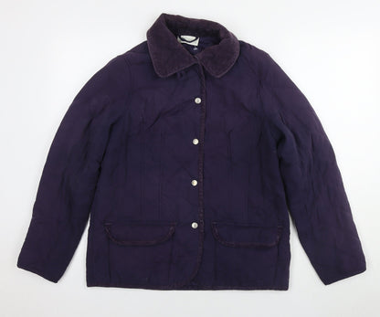 Womens UK Size M Jumper Purple Quilted Coat