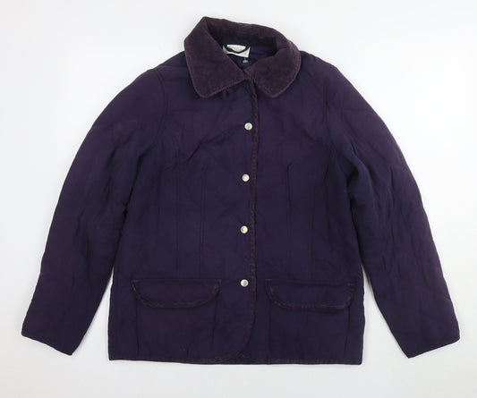 Womens UK Size M Jumper Purple Quilted Coat