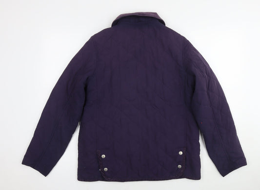 Womens UK Size M Jumper Purple Quilted Coat