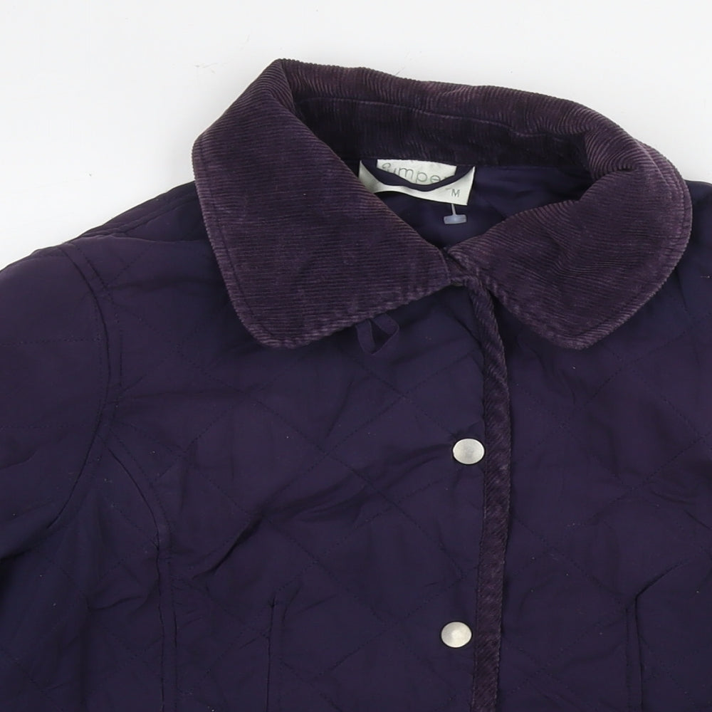 Womens UK Size M Jumper Purple Quilted Coat