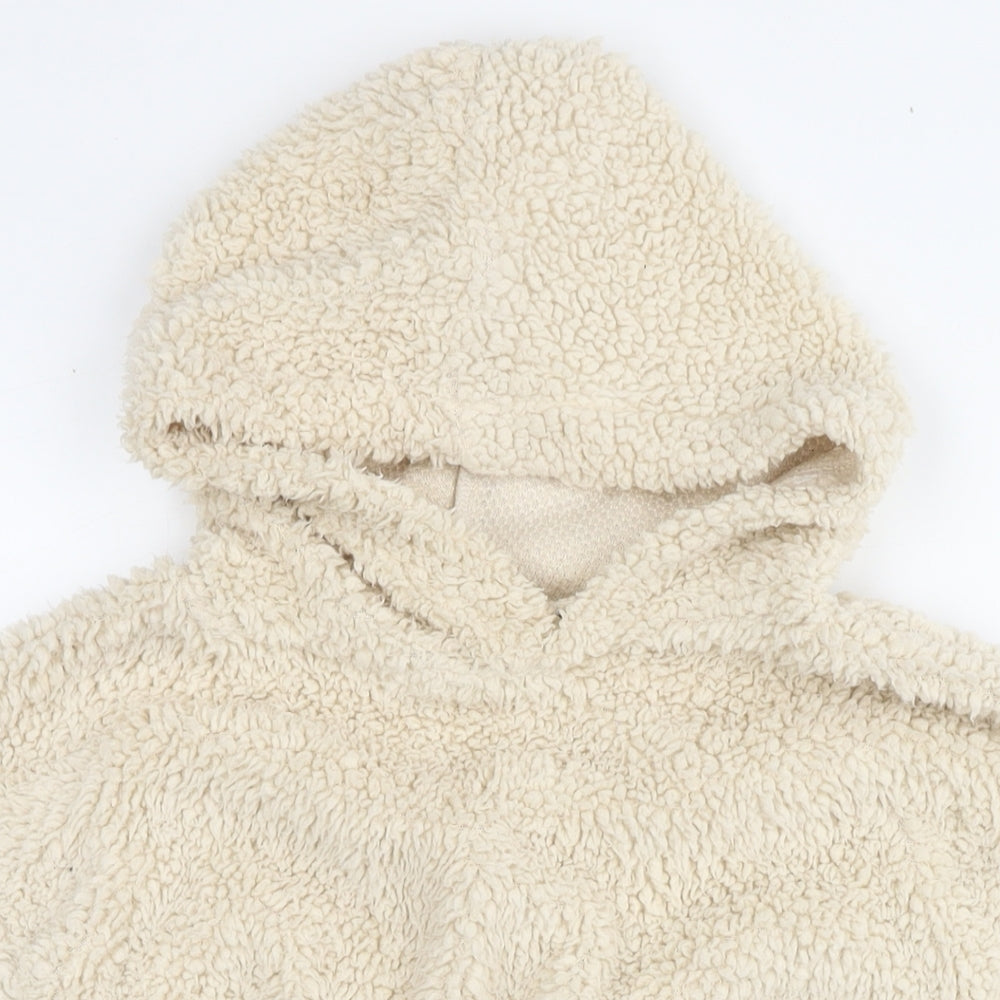 PRETTYLITTLETHING Womens Beige Polyester Pullover Hoodie Size S Pullover - Teddy Fleece Cropped