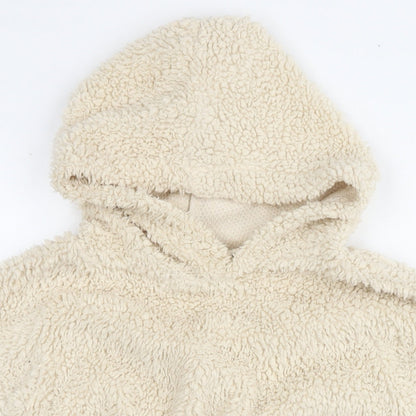 PRETTYLITTLETHING Womens Beige Polyester Pullover Hoodie Size S Pullover - Teddy Fleece Cropped