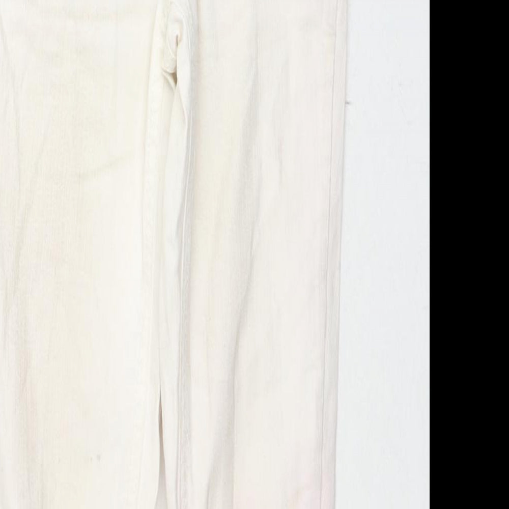 NEXT Girls White Colourblock Cotton Skinny Jeans Size 10 Years L25 in Regular Zip