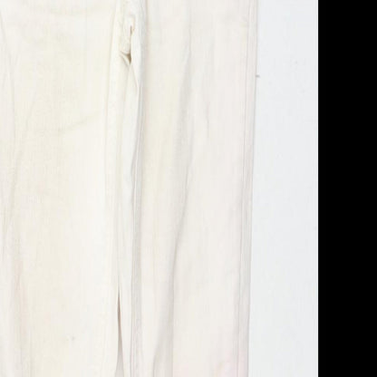NEXT Girls White Colourblock Cotton Skinny Jeans Size 10 Years L25 in Regular Zip